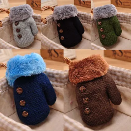 Winter Baby Gloves Children Warm Gloves Kids Boys Girls Soft Thickened Mittens Baby Plus Velvet Accessories 2-5Y