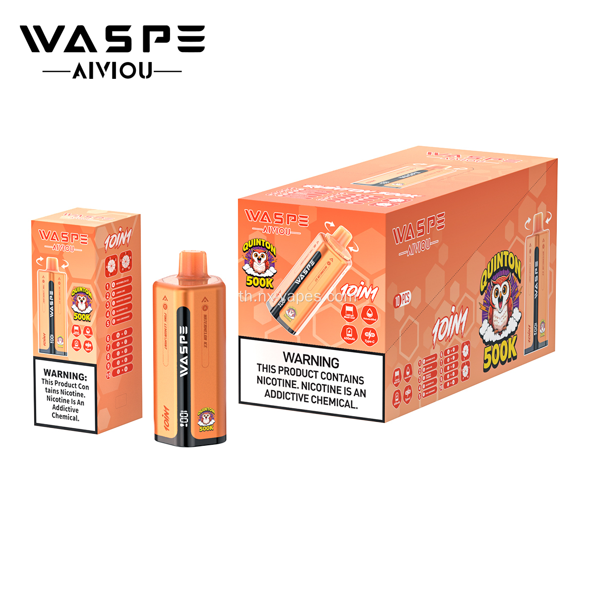 Waspe 500k พัฟ 10in1 vape ขายส่ง