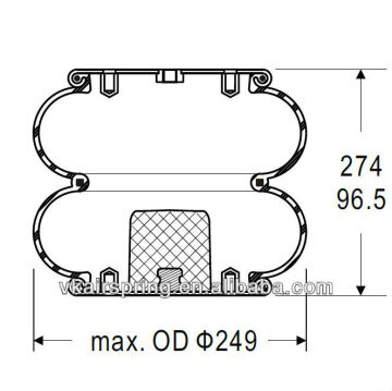 GRANNING 4848 natural rubber air bag suspension spring/ 2B9-201 air ride suspension system spare parts double convoluted