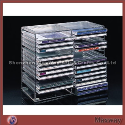 Layered rectangular acrylic CD/DVD rack