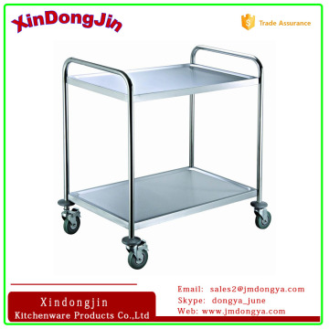 FR-L2 Stainless Steel Round tube 2-layer Hotel Service Trolley/Dinning Cart/hotel Cleaning Trolley
