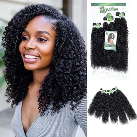 Japanese Kaneka fiber different colors kinky curly synthetic hair bundles, different colors synthetic hair weave in stock
