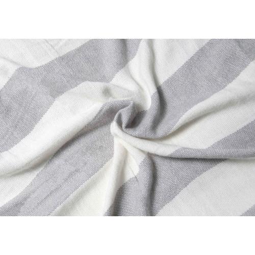 Cobertor liso com mistura de fio tingido com listras de algodão e bambu
