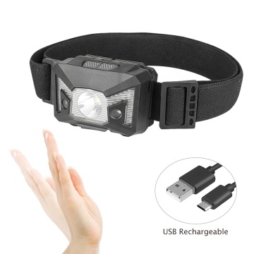 USB Rechargeable Aluminum LED Headlamp with 3W White and Red Lights for Fishing and Walking