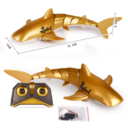 Factory RC Whale Shark Black Gold Boat: A 2.4G Twin Propeller Waterproof 4Channels Remote Control Ship