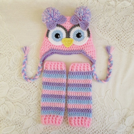 Em bé Crochet cú Hat và Warmers chân