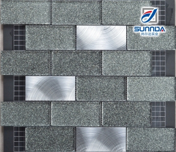 2016 new design tiles,shell metal and glass mixed mosaic tiles,stainless steel mix glass mosaic tile