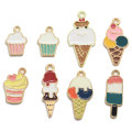 Assorted Design Alloy Ice Cream Charms DIY Enamel Popsicle Cupcake Metallic Sweet Food Pendant Earring Jewelry Accessories