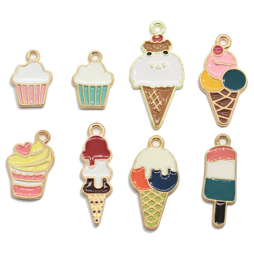 Alliage de conception assortie breloques de crème glacée bricolage émail Popsicle Cupcake métallique pendentif de nourriture sucrée boucle d&#39;oreille bijoux accessoires