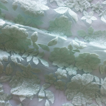 Elegant Inflorscence Embroidery Fabric On Nylon Mesh