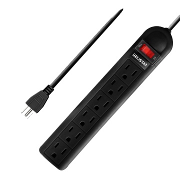 Black US Standard 6 Outlet Power Strip with Switch