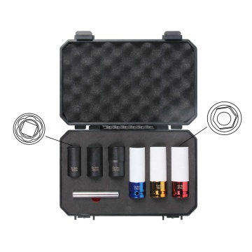 VIKTEC 1/2" Drive Non-Marring Wheel Lug Nut with 17mm, 19mm, 21mm Twist Protector Impact Socket Set (VT18070)