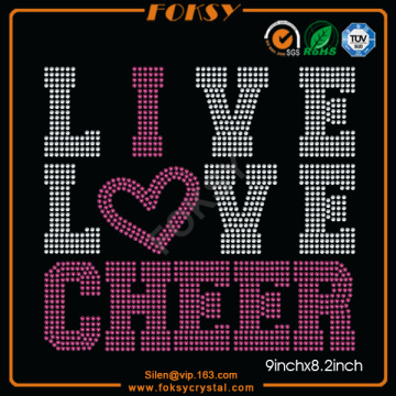 Live Love Cheer iron on crystal designs
