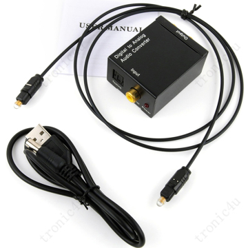 Convertidor de audio digital a analógico: gato de 3.5 mm, convertidor coaxial, fibra óptica, Aux, RCA L/R con decodificación y amplificación de audio digital SPDIF