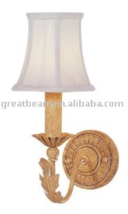 Antique iron craft wall lamp with fabric shade D4119