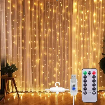 Luces de cuerda de cortina LED de 3 m USB para las guirnaldas de Navidad y Año Nuevo