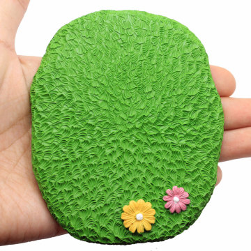 Hottest Resin Big Green Lawn Flowers 10pcs Flat Back Decoration Artificial Grass Ornament Craft Photo Props Window Display