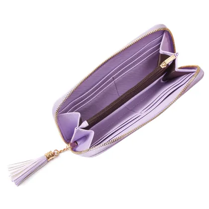Customized High Quality Zipper Long Wallet with Wrist Strap - European & American Style