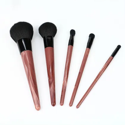 Brown Simulated Marble Handle Professional Makeup Brushes