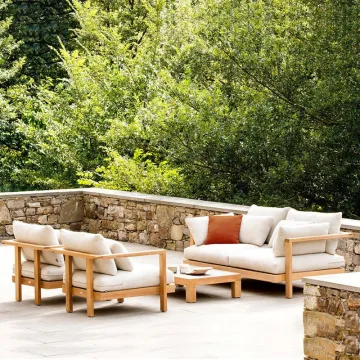 High-End Luxury Teak Wood Garden Sofa Set for Outdoor Furniture