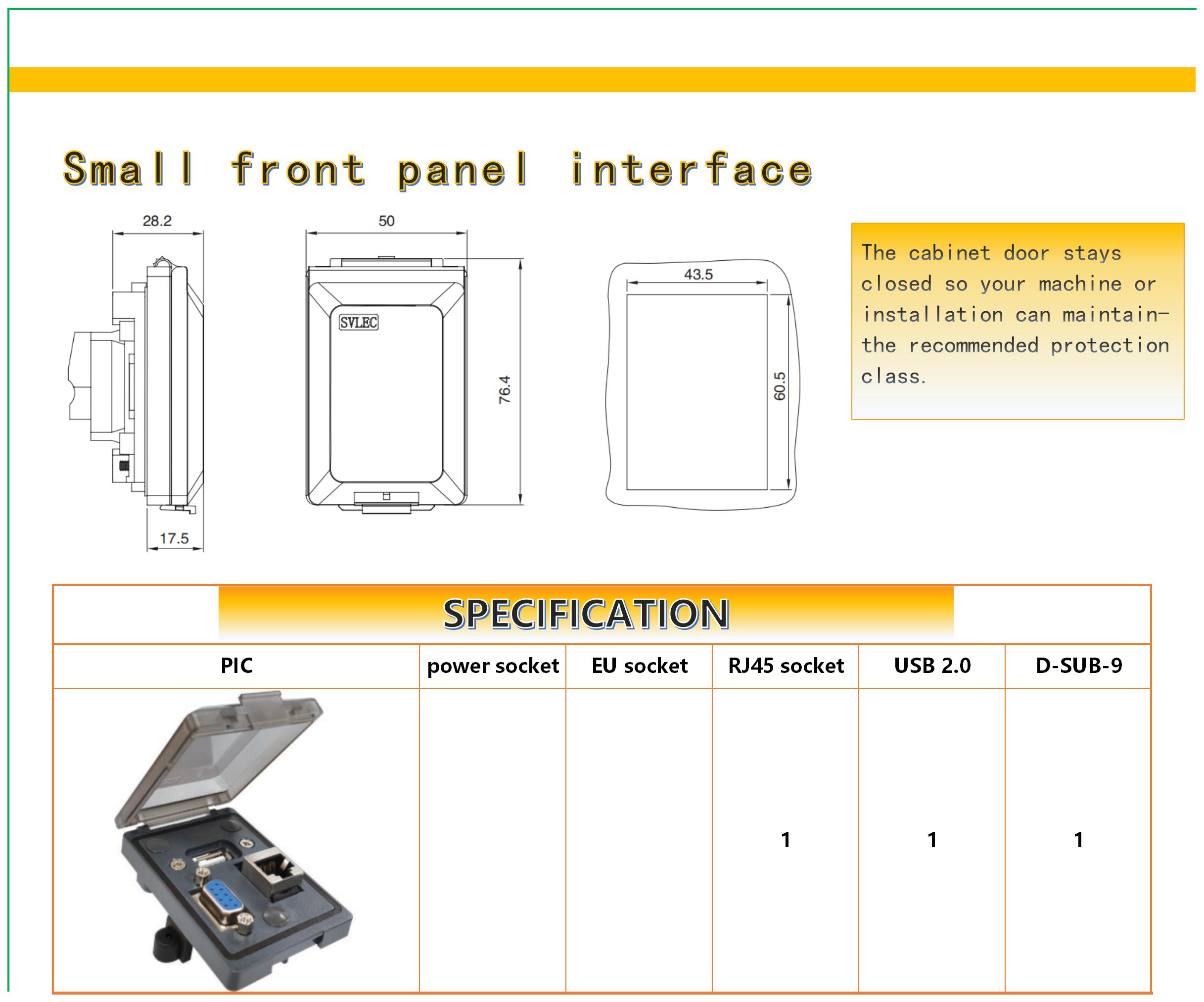 panel mount interface RJ45 D-SUB and USB