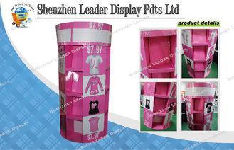 Special Pink Cardboard Floor T Shirt Display Stands For Adv