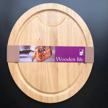 Rubber wood large cutting board with well
