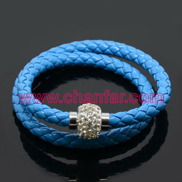 Approx 40cm Elegant Woven Leather Bracelet With Magnetic Clasp
