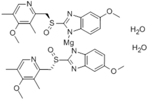 Magnesium,bis[6-methoxy-2-[(S)-[(4-methoxy-3,5-dimethyl-2-pyridinyl)methyl]sulfinyl-kO]-1H-benzimidazolato-kN3]-, hydrate (1:2),( 57251209,T-4)- CAS 217087-10-0