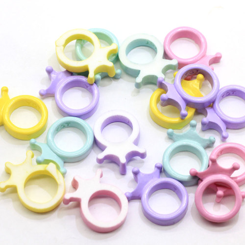 Cheap Kawaii Resin Princess Crown Ring Flat Back Cabochon Artificiale fai da te Craft Girls Party Ornament Dollhouse Toys