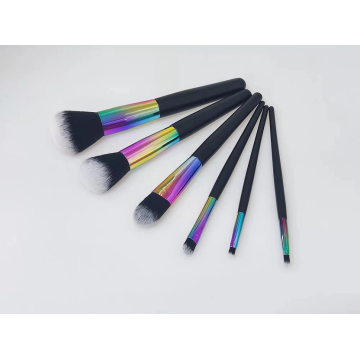 Yacai OEM sort farve 6 stk makeupbørste sæt tilpasset logo gratis