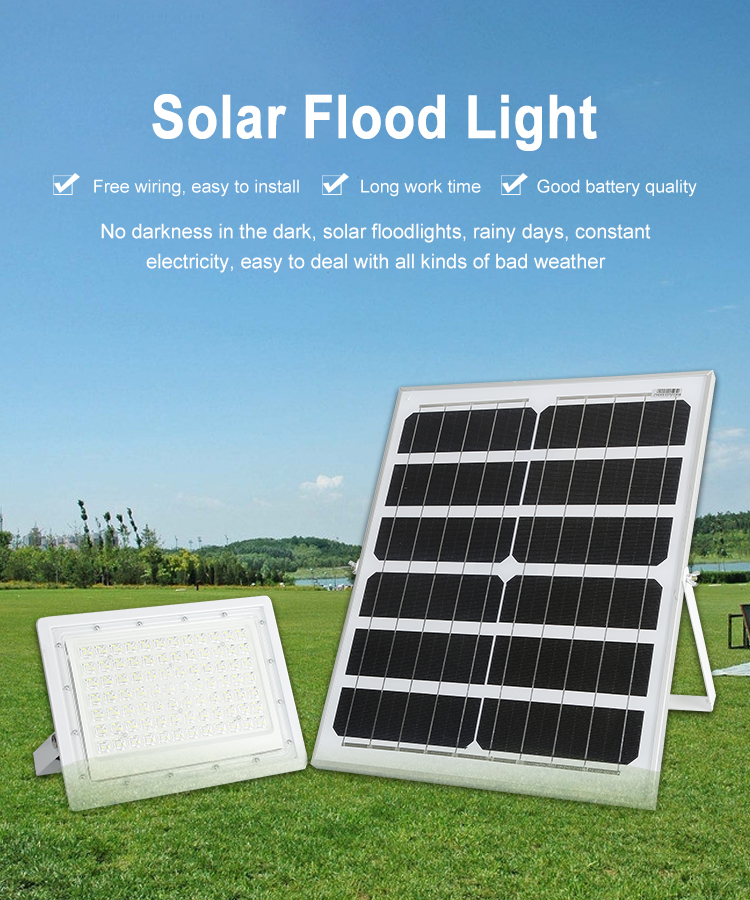 Outdoor solar-powered floodlights