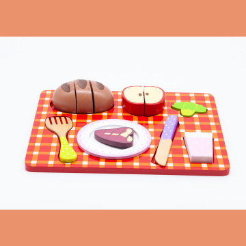 Игрушечная еда набор деревянные, деревянные активности кубики игрушки ребенка