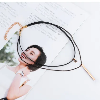 Star  Double Strand Collar Choker Collarbone Necklace