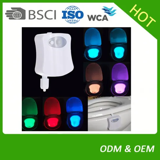 8 Color Changing Sensor LED Washroom Night Light Fits Any Toilet