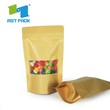 Sac en papier PLA Kraft BioDédable compostable avec fenêtre