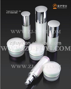 Plastic Cosmetic Packaging, Taper-shaped Acrylic Cream Jar and Lotion Bottle with Pump