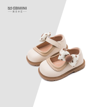 Princess Style Bowknot Soft Sole Baby Girl Shoes in Nude Leather