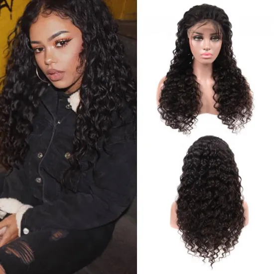 Huashuo Free Shipping Wholesale Full Cuticle Deep Curly Malaysian Hair Extensions Lace Front Wig For Black Women