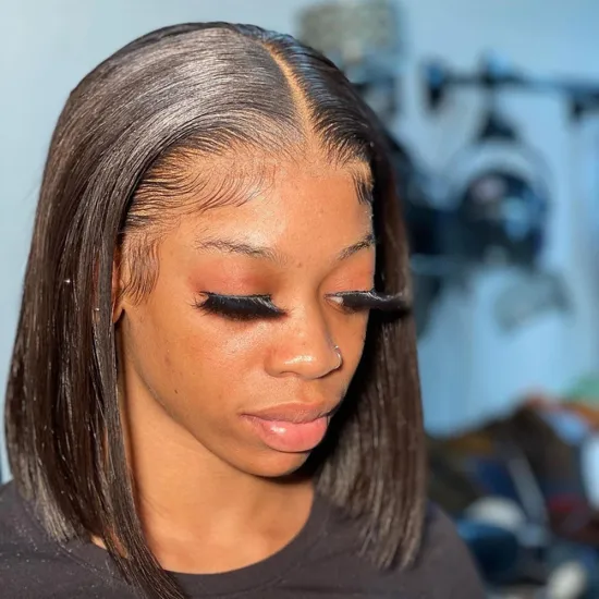 Cheap Straight Raw Brazilian Virgin Human Hair Short Bob Wig Style Yeswigs HD Transparent Full Lace Front Wig For Black Women