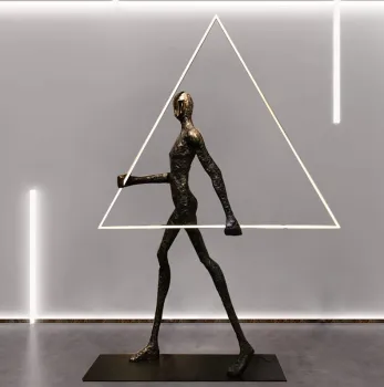 Luxury Modern LED Standing Sculpture Floor Lamp with Artistic Glass and Human Statue Design - Nordic & European Style, Large Size (80)
