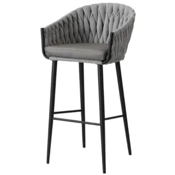 Black Metal Frame Gray Fabric Weaving High Bar Chair - Foshan Manufacturer