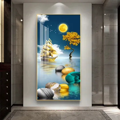 Modern Porch Decorative Art: Canvas Paintings, Elk Art, Wall Décor, Crystal Porcelain, and Gold Accents