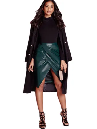 Women's Sexy Slim Waist Bust Hip PU Skirt