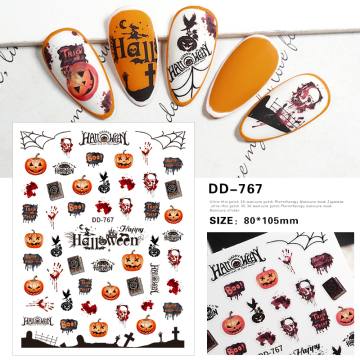 Halloween Pumpkin Art Nail Decals | Luxury Flat Sticker Design