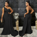 One Shoulder Ruffled Stretchy Floor Maxi Dress