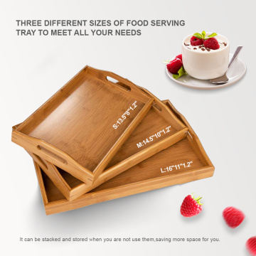 3 PCS NATURAL BAMBOO SERVING TRAY