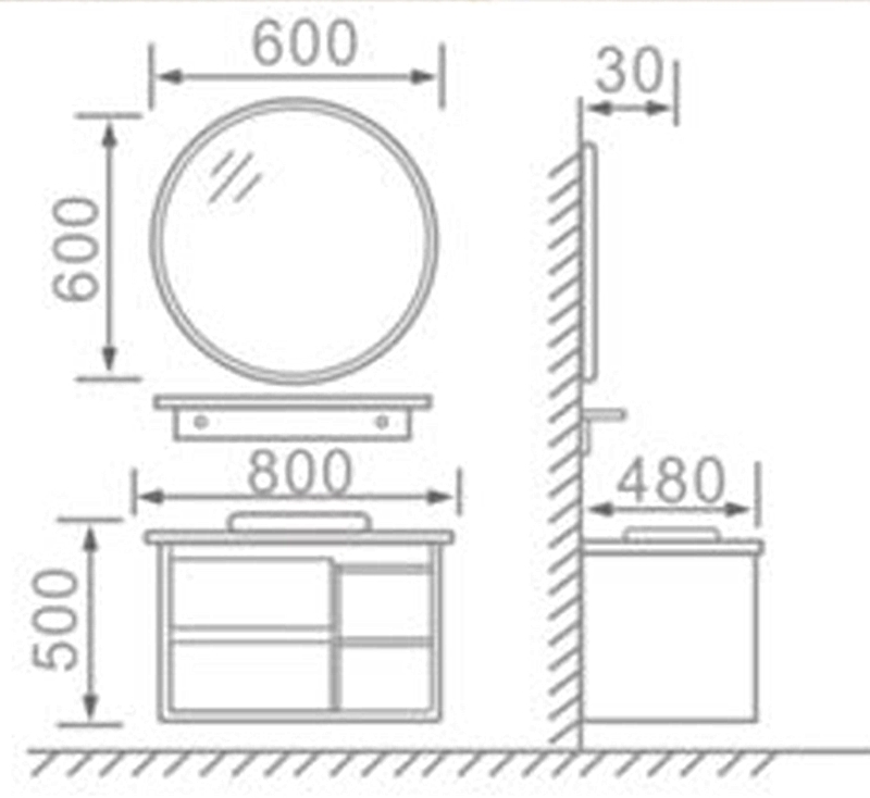 Simple Single Hanging Cabinet with Wood Grain