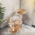 Modern Design Eco-Friendly Luxury Wooden Cat Tree Tower Indoor Multi-Level Activity Furniture with Carton Packaging