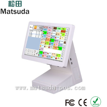 Hot sale 12 inch TFT LED 1366*768 touch screen pos terminal with VFD8/2*20 customer display